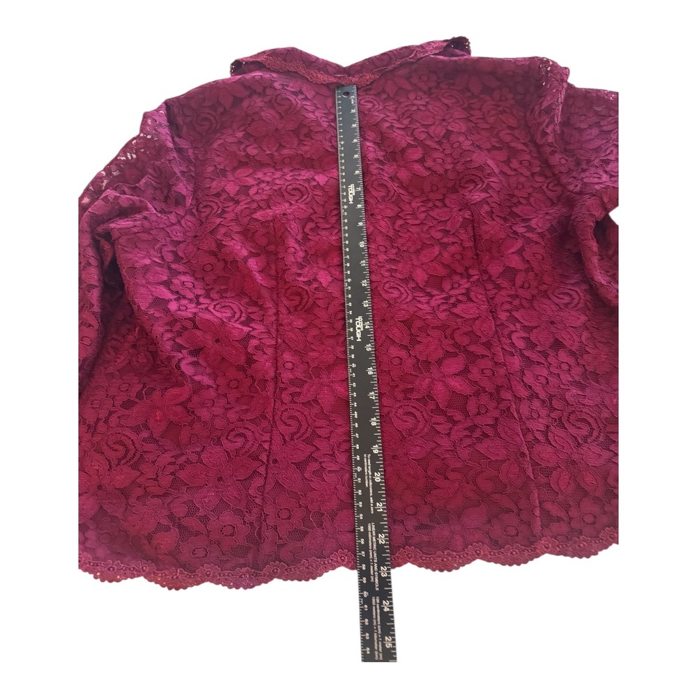 Talbots Woman Burgundy Floral Lace Button Front Jacket Plus Size 18W Romantic - Picture 7 of 8